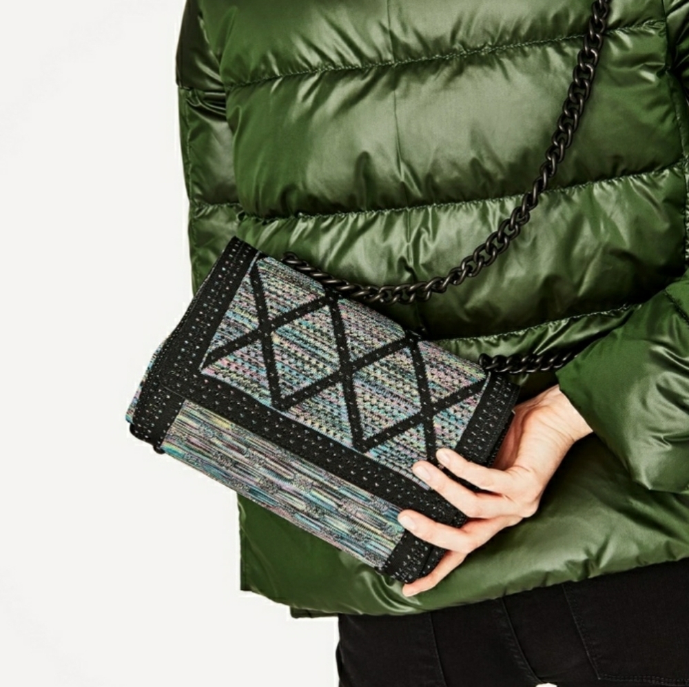 Zara contrast fabric bag NWOT
